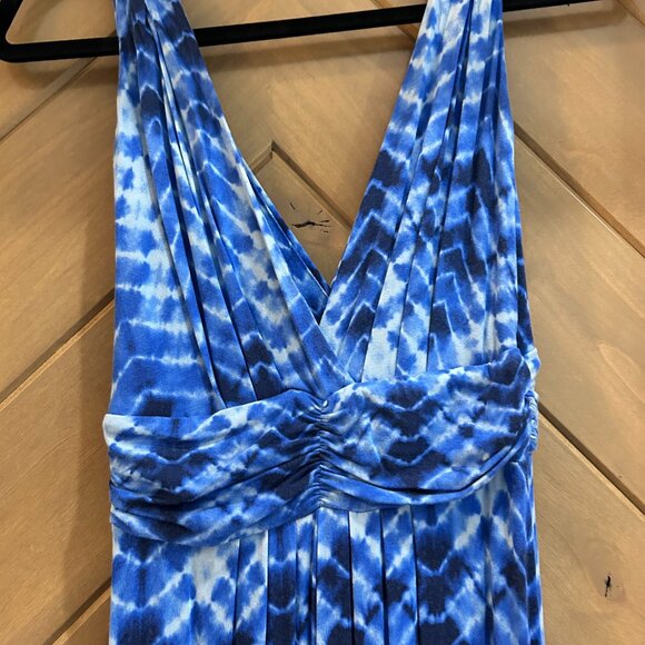 NWOT Tart Womens Sleeveless Maxi Maternity Dress Blue Tie Dye Double V-Neck - Picture 3 of 5